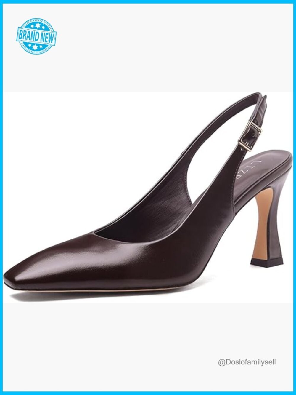 Square Toe Slingback Pumps Chunky Kitten Heel Elegant Office Wedding Dress Shoes